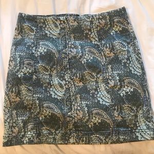 Free People Denim Stretch Printed Skirt